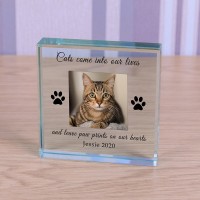 Cat Memorial Personalised Photo Upload Forever In My Heart Glass Token