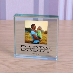 Personalised Gift For Dad "DADDY" Glass Token "I" or "We" Love you Photo Upload