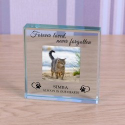 Cat Memorial Forever Loved Never Forgotten Photo Upload Glass Token