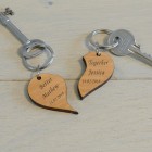 Personalised Wooden Keyring Heart - Better Together, Valentines Day Gift, Anniversary Gift, Gift For Husband, Gift For Wife, Boyfriend Gift