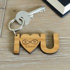 Personalised Wooden Keyring I <3 YOU Infinity, Valentines Day Gift, Anniversary Gift, Gift For Husband, Gift For Wife, Boyfriend, Wedding
