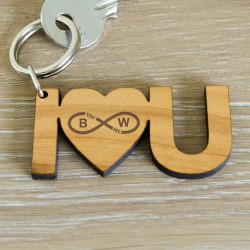 Personalised Wooden Keyring I <3 YOU Infinity, Valentines Day Gift, Anniversary Gift, Gift For Husband, Gift For Wife, Boyfriend, Wedding