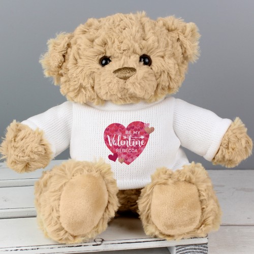 Personalised Teddy Bear Be My Valentines, Add Any Name, Valentines Day Gift, Valentines Present, Gift For Her, Gift For Him