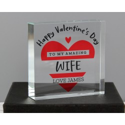 Personalised Valentines Day Crystal Token, Valentines Day Gift, Anniversary Gift, Gift For Husband, Gift For Wife, Boyfriend, Wedding Gift