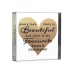 Personalised Glass Crystal Every Love Story Is Beautiful, Valentines Day Gift, Anniversary, Gift Husband, Gift Wife, Boyfriend, Wedding