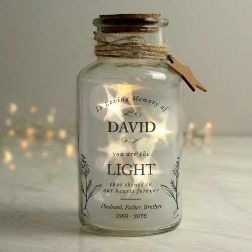Personalised In Loving Memory LED Glass Jar, Loved One Memorial Candle, Family Member Memorial Candle, Remembrance