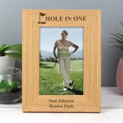 Personalised Hole In One! Engraved Wooden Photo Frame Gift 6x4 Golf Lovers Gift Celebrate a Hole In One Golf Photo Frame