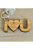 Personalised Wooden Keyring I <3 YOU, Valentines Day Gift, Anniversary Gift, Gift For Husband, Gift For Wife, Boyfriend, Wedding Gift
