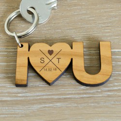 Personalised Wooden Keyring I <3 YOU, Valentines Day Gift, Anniversary Gift, Gift For Husband, Gift For Wife, Boyfriend, Wedding Gift