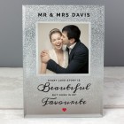 Personalised Glitter Glass Photo Frame Every Love Story Is Beautiful 4x4 , Valentines Day Gift, Anniversary Gift, Wedding Gift