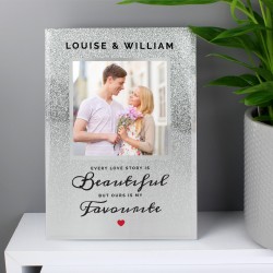 Personalised Glitter Glass Photo Frame Every Love Story Is Beautiful 4x4 , Valentines Day Gift, Anniversary Gift, Wedding Gift