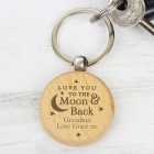 Personalised Wooden Keyring Moon & Back, Valentines Day Gift, Anniversary Gift, Gift For Husband, Gift For Wife, Boyfriend, Wedding