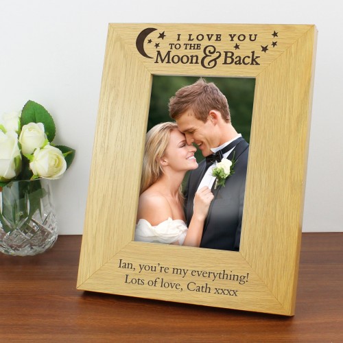 Personalised Photo Frame, Moon & Back, Wooden, Valentines Day Gift, Anniversary Gift, Gift For Husband, Gift For Wife, Boyfriend,Wedding