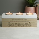 Personalised HOME Triple Tea Light Box, New Home Gift , House Warming Gift , Gift for Couples , Wedding , Anniversary