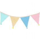 Pastel Fabric Bunting, Spotted, Multicoloured Banner, Garden Party, Birthday, Easter