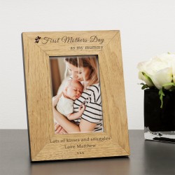 Personalised Gift For Mum First Mothers Day Wooden Photo Frame 6 x 4 Gift For Mum on Mothers Day Gift For Mummy or Mother Heart