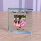 Personalised Gift For Mum Mothers Day Glass Token Gift For Mum on Mothers Day Gift For Mummy or Mother Birthday I Love Mum