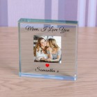 Personalised Gift For Mum Mothers Day Glass Token Gift For Mum on Mothers Day Gift For Mummy or Mother Birthday I Love Mum