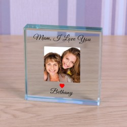 Personalised Gift For Mum Mothers Day Glass Token Gift For Mum on Mothers Day Gift For Mummy or Mother Birthday I Love Mum