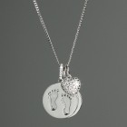 Personalised Sterling Silver Footprints and Cubic Zirconia Heart Necklace, Newborn Necklace, Personalized Mother Gift