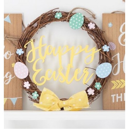 30cm Happy Easter Willow Wreath, Easter Celebration, Easter Party, Hanging Sign, Door Wreath