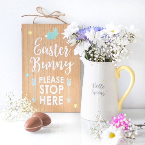 Easter Bunny Sign, Easter Sign, Easter Bunny Stop Here, Easter Celebration, Hanging Sign