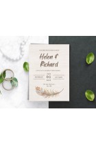 Minimalist Wedding Invitation Template Set, Botanical Floral Wedding Invitation Template Download, Editable Invitation Feather, Canva