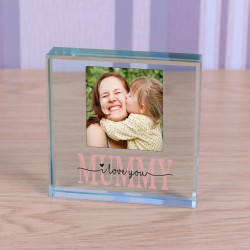 Personalised Gift For Mum Mothers Day Glass Token Gift For Mum on Mothers Day Gift For Mummy or Mother I / We Love You