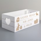 Personalised Easter Gift Box Easter Bunny White Wooden Crate Treat Box