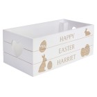 Personalised Easter Gift Box Easter Bunny White Wooden Crate Treat Box