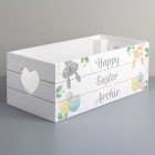 Personalised Easter Gift Box Easter Bunny White Wooden Crate Treat Box Colourful