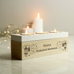 Personalised Eid and Ramadan Islamic Triple Tea Light Box