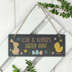 Personalised Easter Bunny Door Plaque, Easter Door Sign, Easter Celebration, Hanging Sign, Slate