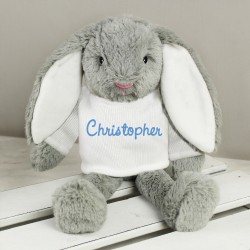 Personalised Easter Bunny Rabbit NAME Easter Gift Birthday Present Valentines Day Blue/Pink/Grey