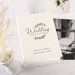 Personalised Wedding Photo Album. 6x4 Photo Album with Sleeves fits upto 100 Photos. Botanical.