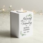 Personalised Memorial White Wooden Tea light Holder, Memorial Candle, Remembrance Candle, In Loving Memory