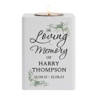 Personalised Memorial White Wooden Tea light Holder, Memorial Candle, Remembrance Candle, In Loving Memory