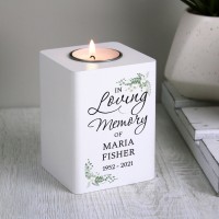 Personalised Memorial White Wooden Tea light Holder, Memorial Candle, Remembrance Candle, In Loving Memory Personalised Memorial White Wooden Tea light Holder, Memorial Candle, Remembrance Candle, In Loving Memory
