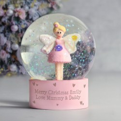 Personalised Any Message Fairy Snow Globe - Christmas Globe - Christmas Gift For Girls or Boys - Glitter Globe