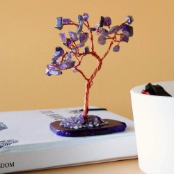 Gemstone Tree Amethyst on Natural Agate Base (35 stones), Crystal Tree, Healing Tree, Feng Shui