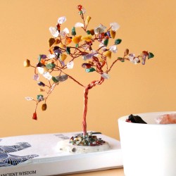 Gemstone Tree Multi Stones on Natural Agate Base (100 stones), Crystal Tree, Healing Tree, Feng Shui