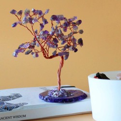 Gemstone Tree Amethyst on Natural Agate Base (100 stones), Crystal Tree, Healing Tree, Feng Shui