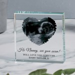 Heart Baby Scan Glass Token, Baby Photo, 3 Colours To Choose From, Any Message, Baby Keepsake