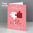 Personalised Valentines Day Card, You Complete Me, Greeting Card, Card For Girlfriend or Boyfriend