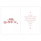 Personalised Valentines Day Card, You Complete Me, Greeting Card, Card For Girlfriend or Boyfriend