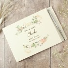 Personalised Floral Watercolour Hardback Guest Book & Pen, Wedding Guest Book