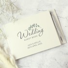 Personalised Botanical Wedding Guest Book & Pen, Wedding Guest Book