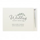 Personalised Botanical Wedding Guest Book & Pen, Wedding Guest Book