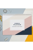 Personalised Free Text Navy & Blush A4 Desk Planner, Weekly Organiser, Daily Planner