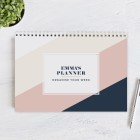 Personalised Free Text Navy & Blush A4 Desk Planner, Weekly Organiser, Daily Planner